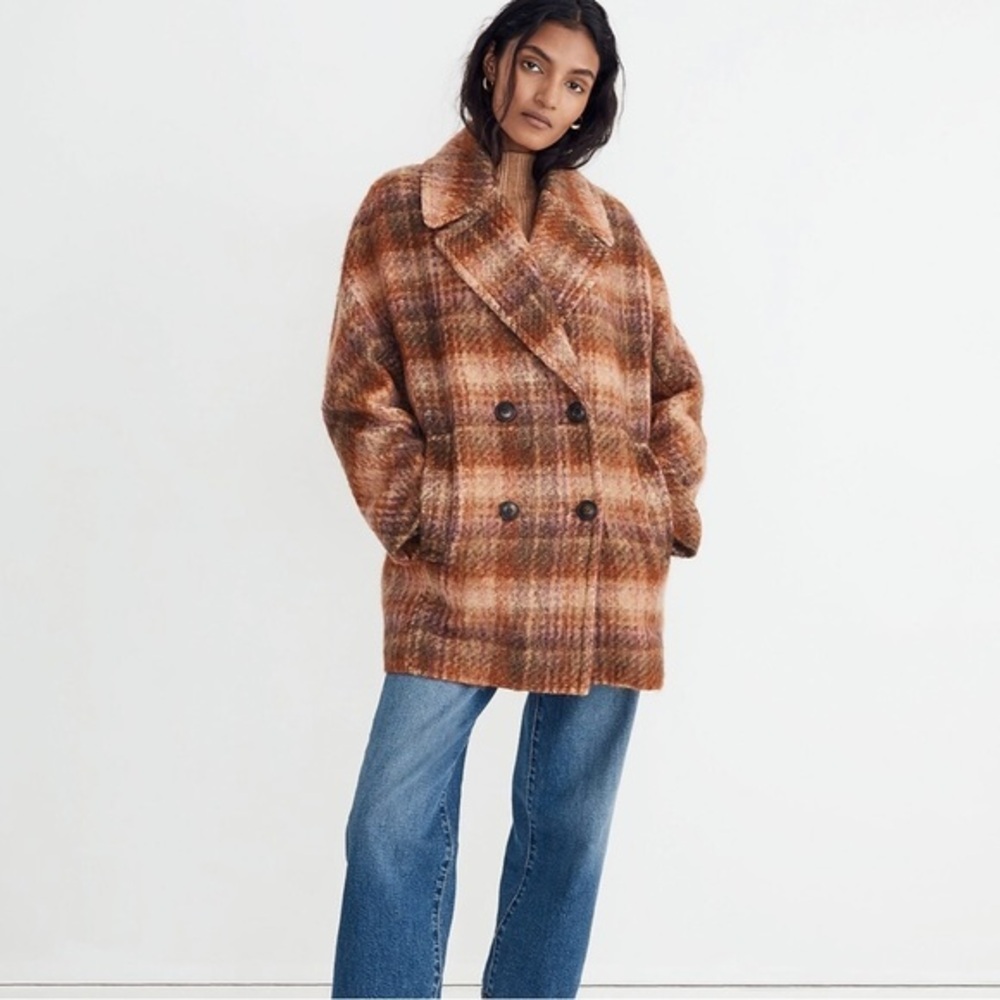 Madewell Plaid Carville Oversized Peacoat